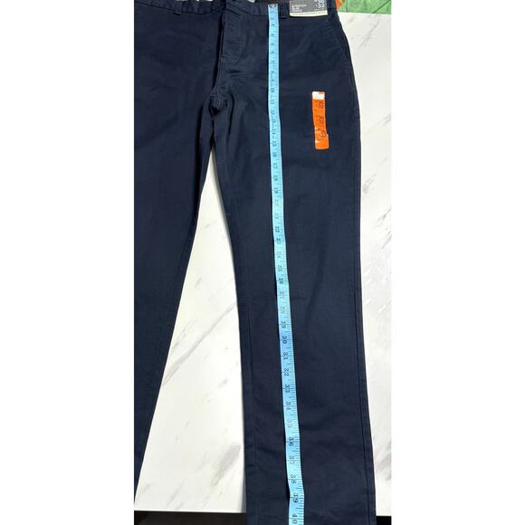 NWT PRIMARK NAVY BLUE MENS STRETCH SLIM CHINO PANTS 36" WAIST X 32" INSEAM - Picture 12 of 12